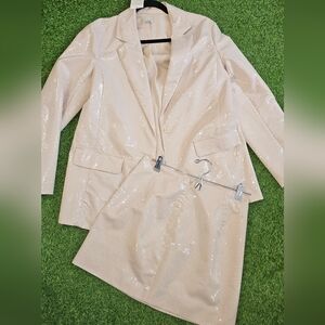 Elegant Cream Sequin Women's 2 Piece